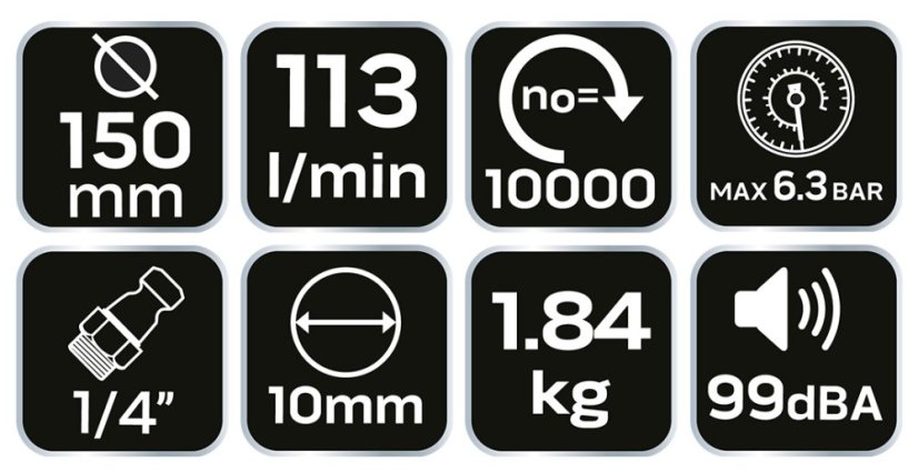 Pneumatikus rezgőcsiszoló, 150 mm, 9 000 rpm 14-510