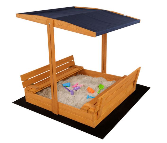 120 cm-es homokozó 120 cm-es padokkal és impregnált tetővel + ponyva + agrotextília