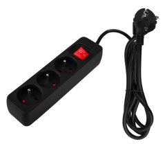Produžni kabel 1,5 m, 3x1,5 mm2, 3G, crni, ON/OFF 90-182