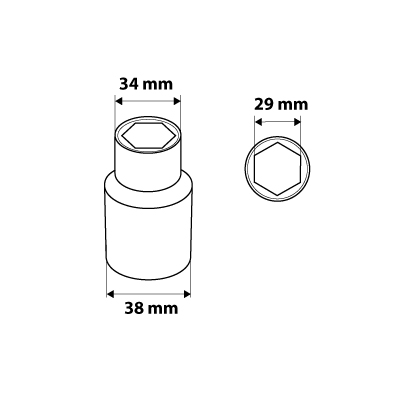 Ștuț hexagonal 1/2", 29 mm 08-429