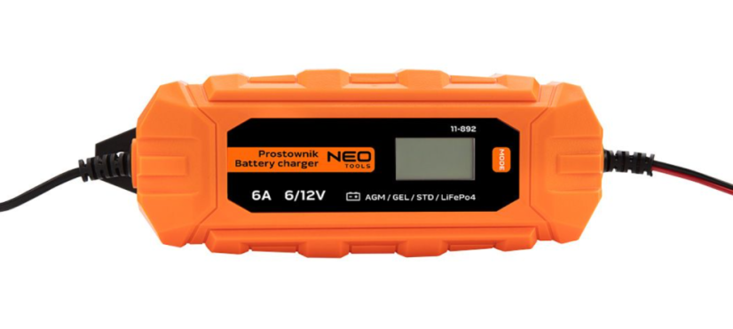 Jármű akkumulátor töltő 6A/100W, 3-150Ah, savas / AGM / GEL / LiFePo4 akkumulátorokhoz 11-892