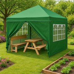 Vrtni gazebo 3x3m zložljiv 4 stene Zelena