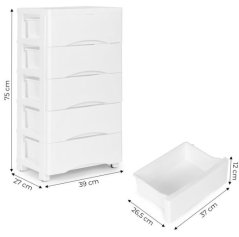 Raft pe roți 5 rafturi Alb