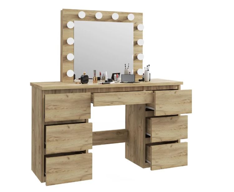 Fésülködőasztal  LED tükörrel Daniella tölgy craft