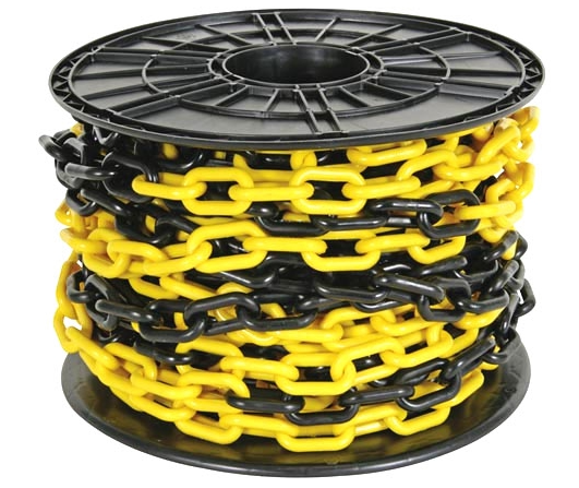 Műanyaglánc, 6mm, sárga-fekete, 30m, orsón