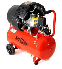 Olajkenésű légkompresszor 50L, 8bar, 3kW, 4HP, 320l/perc, 2 henger, 230V, hordozható, műhelybe/autóiparba, Kraft&Dele KD1484