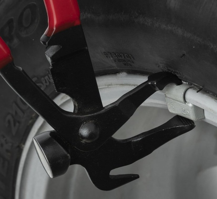 Korrosionsgeschützte Universalzange zum Entfernen und Anschlagen von Reifengewichten