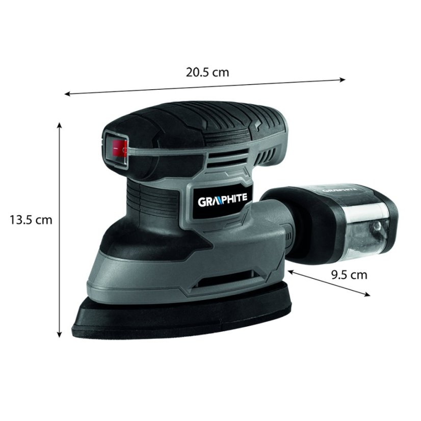 Deltás körcsiszoló 180 W, talplemez 140 x 140 x 80 mm 59G336