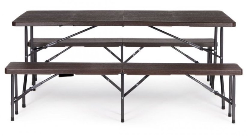Catering készlet asztal + 2 pad 180cm Wooden Brown