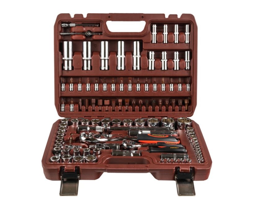 Profesionalni set nasadnih ključev, 108 kosov (1/2″ in 1/4″) – Cr‑V jeklo, v trpežnem kovčku