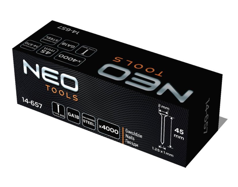 Verzinkte Nägel für Druckluftklammergeräte (14-570), GA18, Typ 300 (F), Länge 45 mm, 4000 14-657