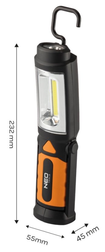 Akku-Werkstattlampe 300 lm COB 2 in 1 + 3xAA Batterien 99-042