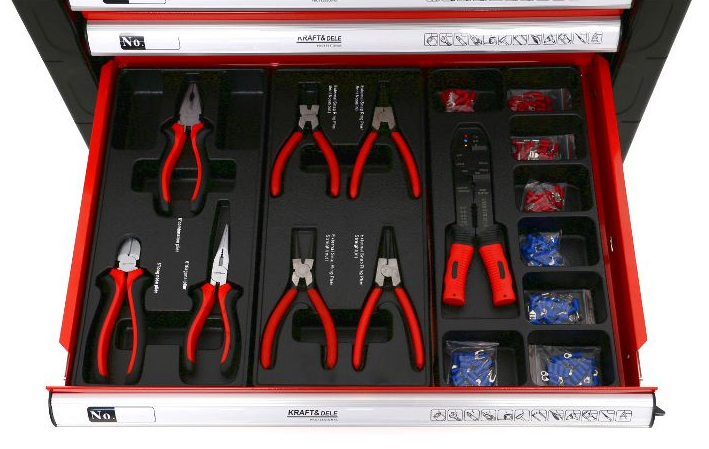 Cărucior de atelier cu unelte 263buc - 6 sertare KD361