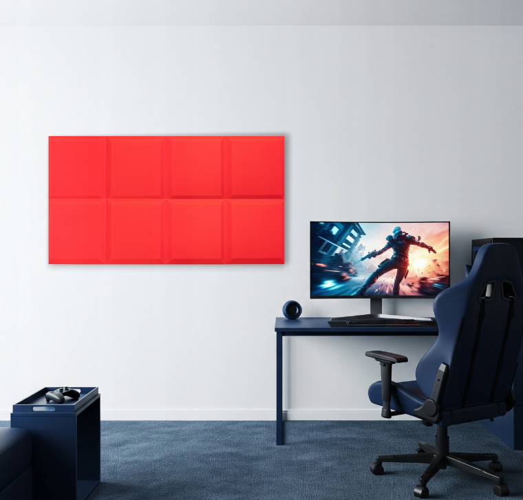 Akustický panel trapéz 50x50cm, tloušťka 5cm, červený