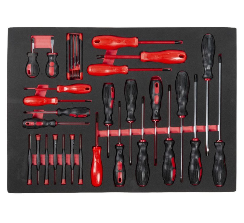 Profesionálny dielenský vozík/ skrinka s náradím 420ks - 7 šuflíkov Black/Red