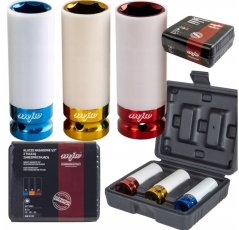 Set de chei cu impact de 1/2" pentru jante din aluminiu, dimensiuni 17/19/21 mm.