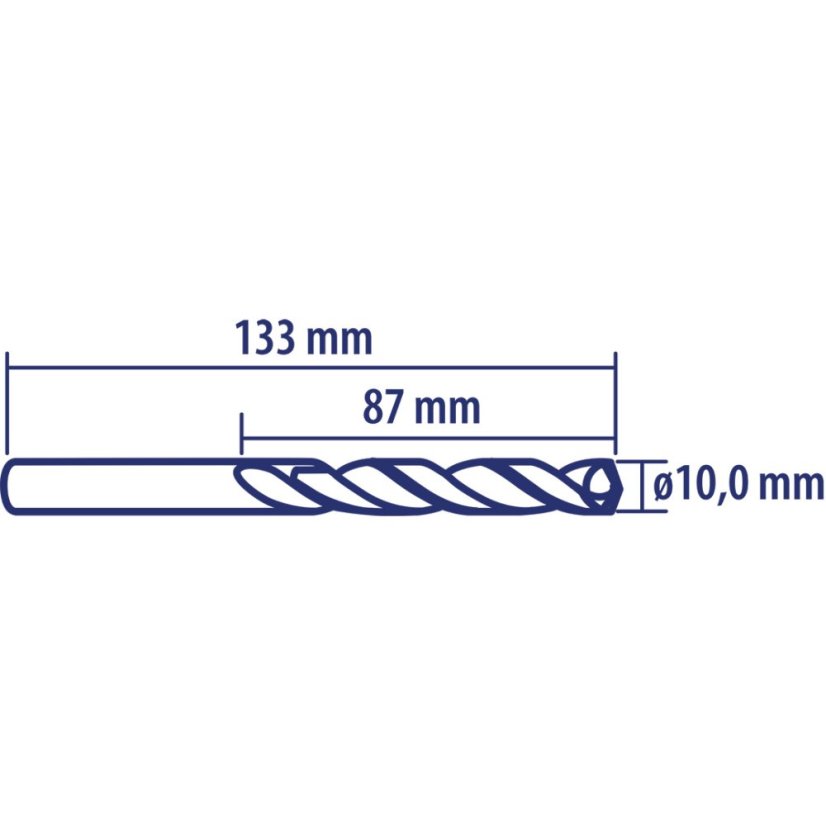 Baildon fúrószár DIN 338 RN 10 mm, HSS TiN (S), 133-87 mm (3 hornyos szár) 71110003