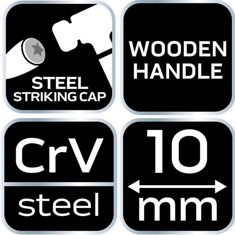 Sekáč 10 mm, CRV, dřevěná rukojeť 37-810