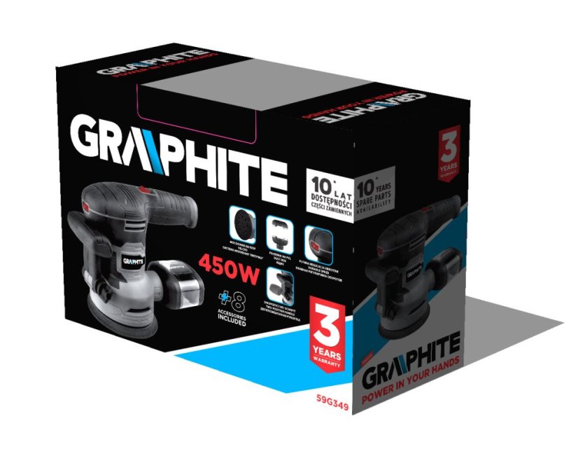 Excentrikus köszörű 450 W, 125/150 mm tárcsa, tok 59G349
