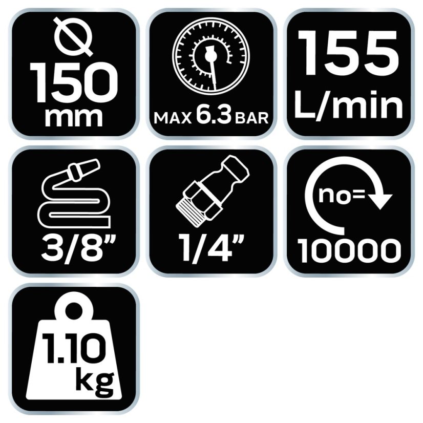 Pneumatischer Exzenterschleifer 150 mm, Absaugung 14-013