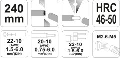 Odizolovacie a konektorové kliešte 240 mm YT-22930