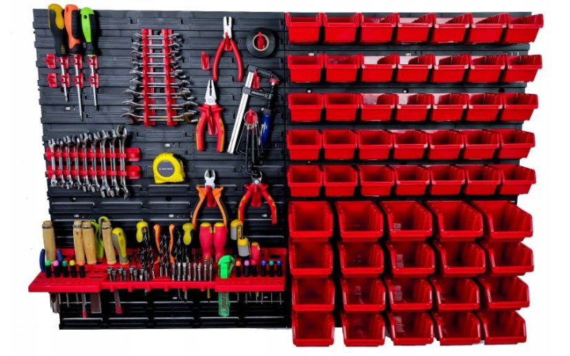 Stěna na nářadí 117X78 cm + 55 boxů