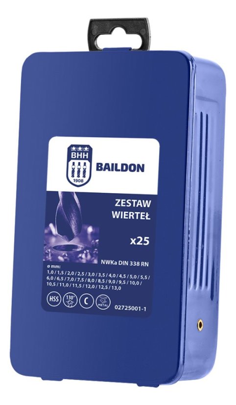 Acél- és öntöttvas fúrószár készlet NWKa M-25, 1,0-13,0 mm, csiszolt, HSS (25 db) 02725001-1