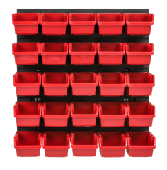 Stena na náradie 39x39cm + 25 boxov RED