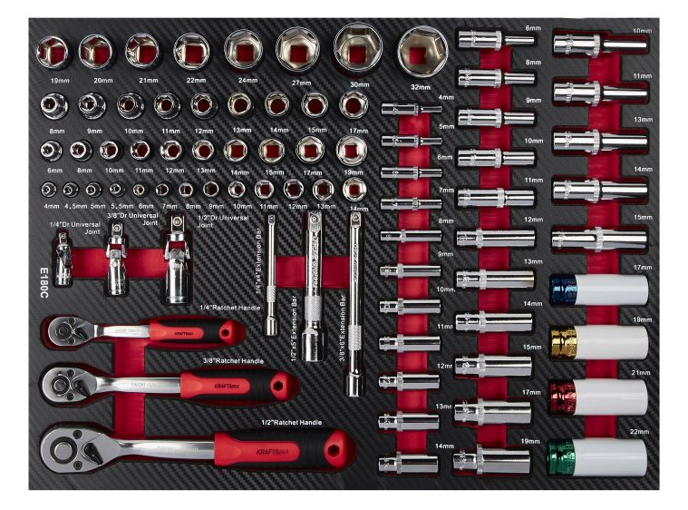 Werkzeugwagen für Werkstätten 299 Stück - 7 Schubladen + Schrank KD1068