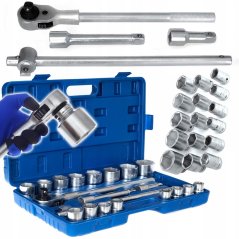 Steckschlüssel 6-kant 3/4" geschmiedet CRV 21 Stück für LKW, Ratsche, große Steckschlüsselköpfe TA205